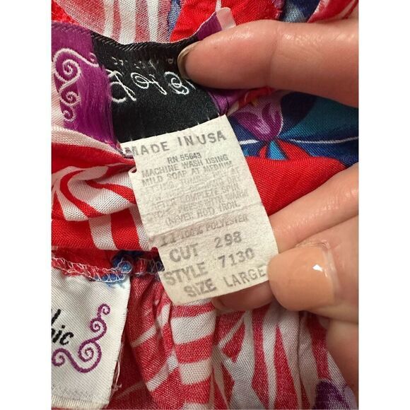 Vintage 80s Cotton Aloha 2 Piece Pant/Crop Top Set by LA Chic California - Picture 9 of 10